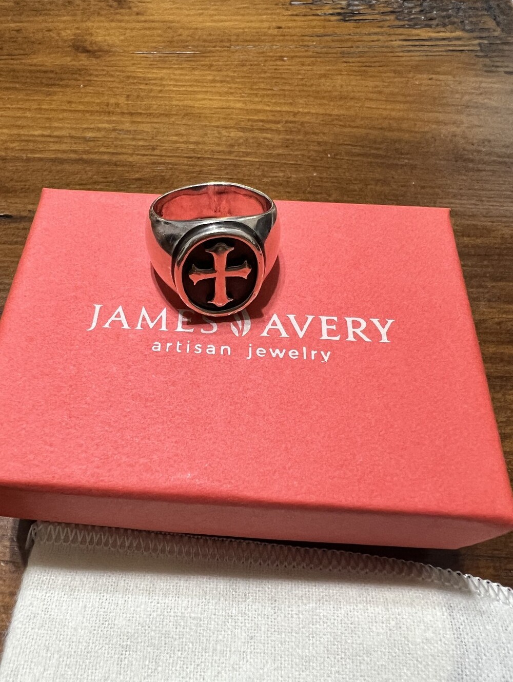 James Avery Sterling Silver Cross Signet Ring — Black Accent